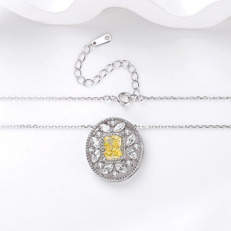 FX1217_E 925 Sterling Silver Crystal Stone Necklace