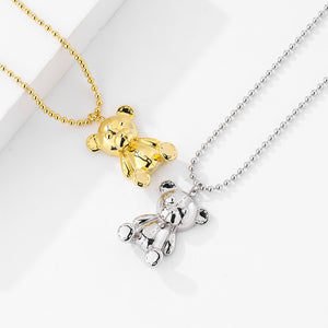 FX1037 925 Sterling Silver Cute Bear Pendant Necklaces