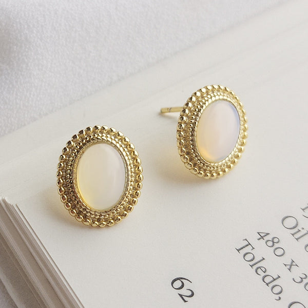 FE2638 925 Sterliang Silver Synthetic Glass Stud Earring
