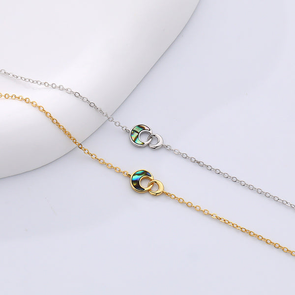 FS0312 925 Sterling Silver Crescent Moon Abalone Shell Bracelet