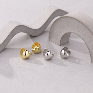 FE2499 925 Sterling Silver Three dimensional heart Stud Earrings