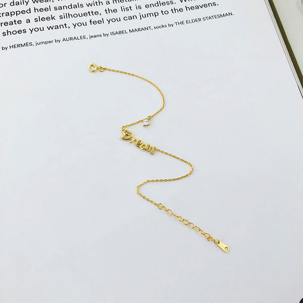 FS0379 925 Sterling Silver Alphabet Dream Zircon Bracelet