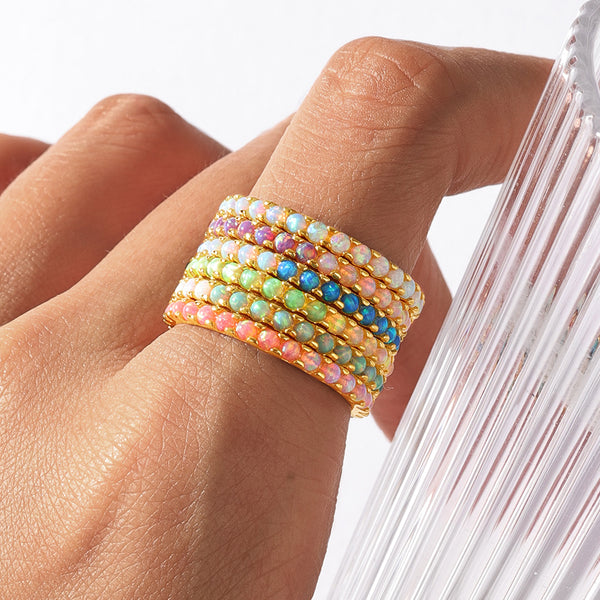 VFJ0235 Green Gradient Opal Ring