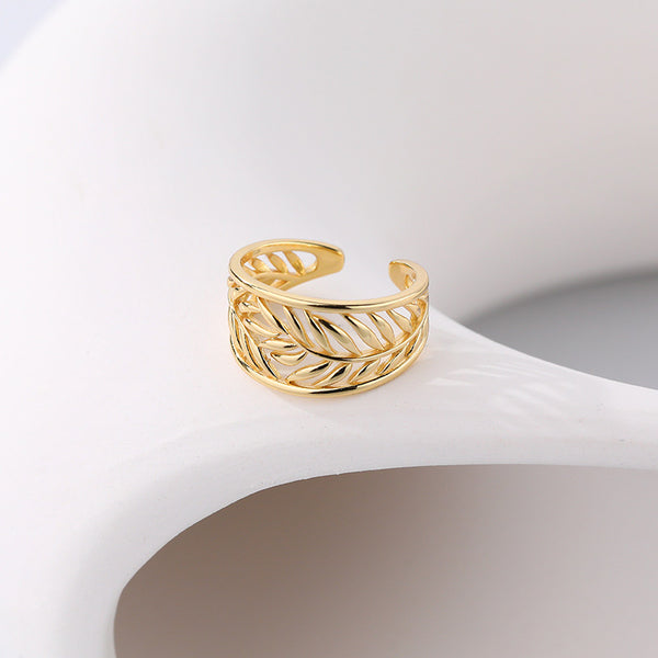 FJ0865 925 Sterling Silver Hollowed Leaves Ring