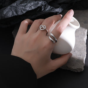 FJ0871 925 Sterling Silver Enlaced Heart Ring