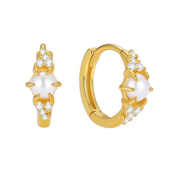 VFE0517 Shell Pearl Hoop Earrings