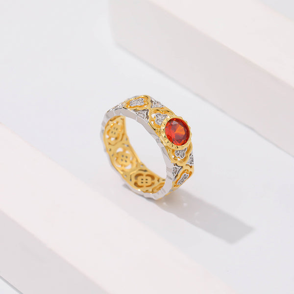 FJ0920 925 Sterling Silver Pave Clover Ring