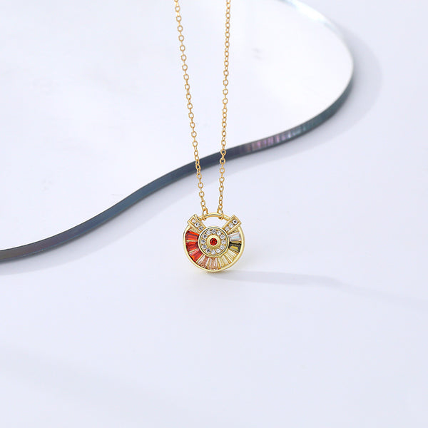 FX1012 925 Sterling Silver Rainbow Zircon Devil Eye Necklace