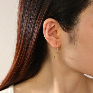 FE2323 925 Sterling Silver Front Back Chain Stud Earrings