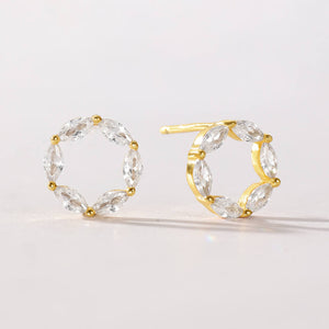 VFE0181 Marquiae Opal Cubic Zirconia Circle Stud Earrings