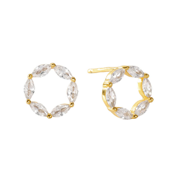VFE0181 Marquiae Opal Cubic Zirconia Circle Stud Earrings