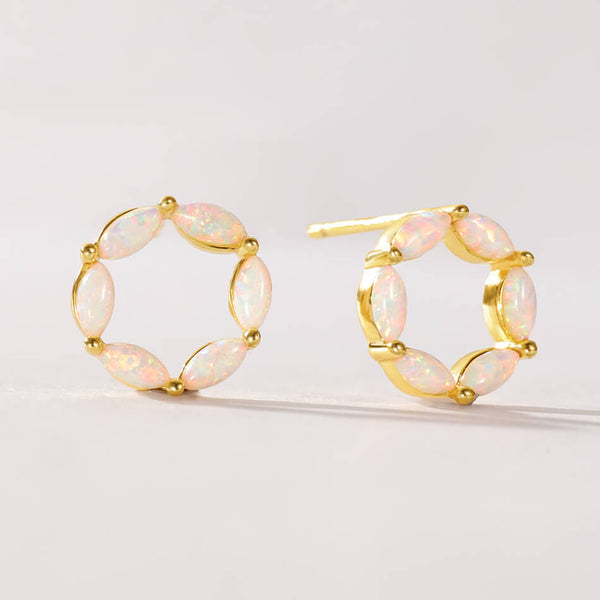 VFE0181 Marquiae Opal Cubic Zirconia Circle Stud Earrings