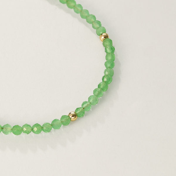 PB0056 925 Sterling Silver Green Crystal Beaded Bracelet
