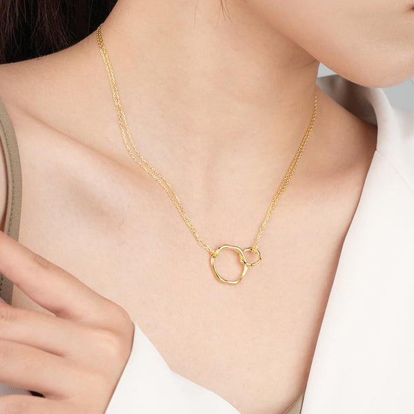 FX0985 925 Sterling Silver Interlocked Circle Pendant Necklaces