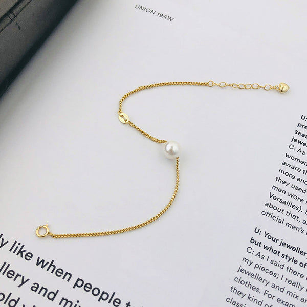 FS0351 925 Sterling Silver Shell Pearl Bracelet