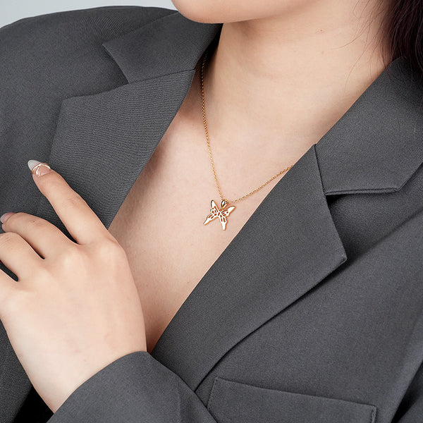 FX1073 925 Sterling Silver Butterfly Pendant Necklace