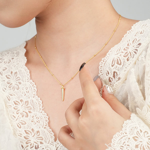 FX0984 925 Sterling Silver Gold Sword Pendant Necklace