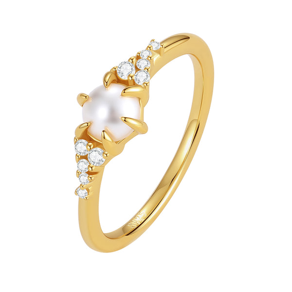 VFJ0516 Delicate Shell Pearl & CZ Ring