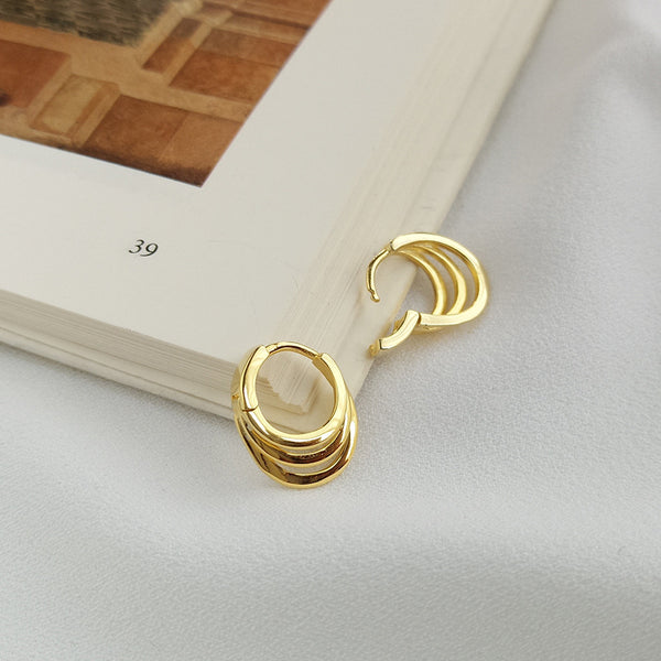 FE2559 925 Sterling Silver Dainty Double Circle Hoop Earring