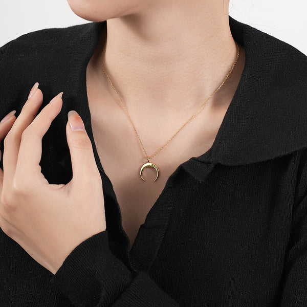 FX0961 925 Sterling Silver Moon Crescent Horns Pendant Necklaces