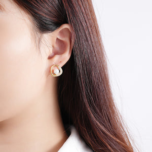 FE2658 925 Sterling Silver Cubic Zirconia Shell Pearl Stud Earrings
