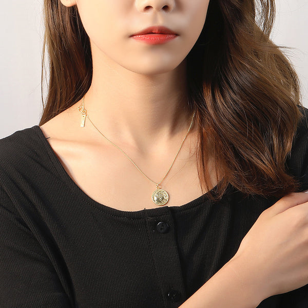 FX1053 925 Sterling Silver Sun Moon Coin Necklace