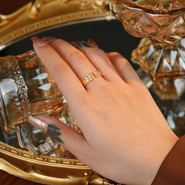 FJ1081 925 Sterling Silver Moden CZ Open Ring