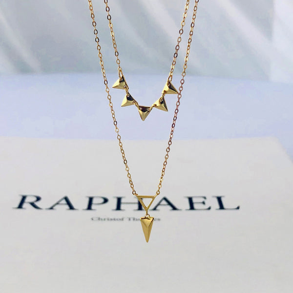 FX1042 925 Sterling Silver Rivet Spike Stackable Double Necklace