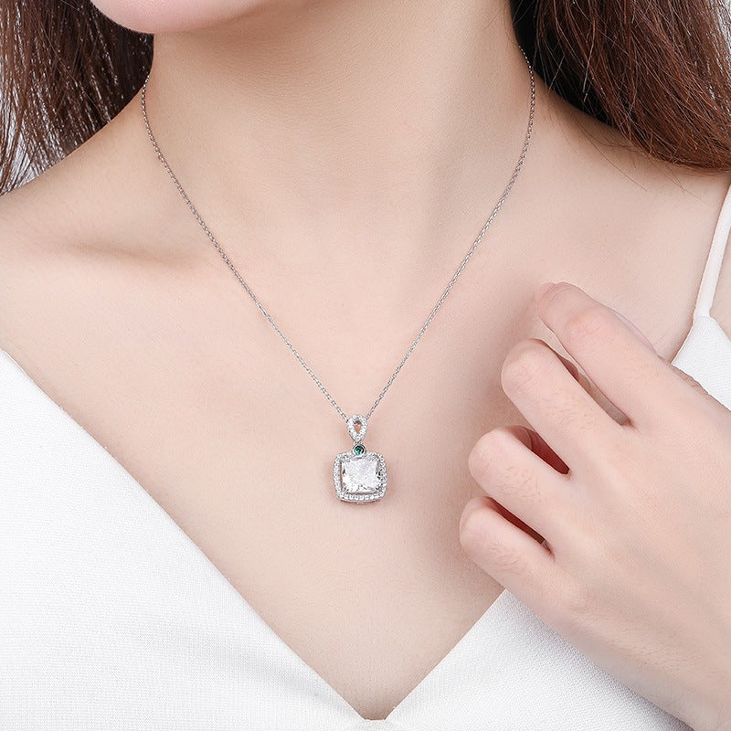 FX1218 925 Sterling Silver Pave Diamond Pendant Necklace