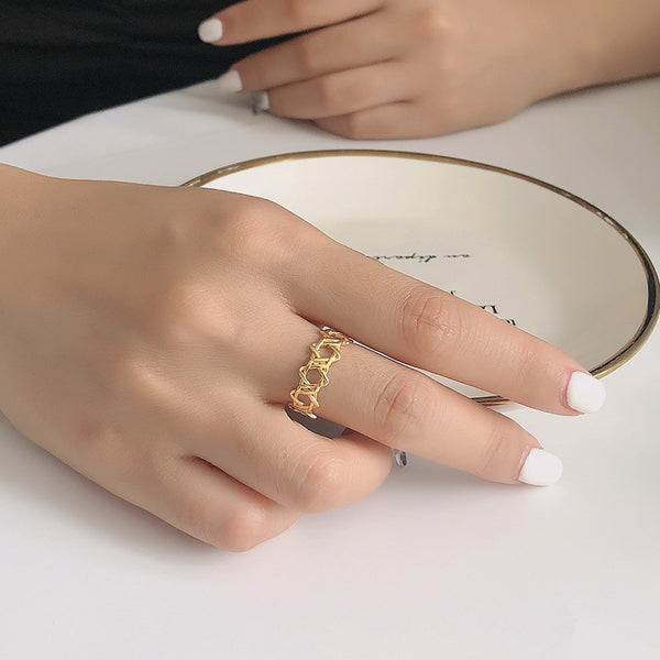 FJ0873 925 Sterling Silver Star Interlocked Ring