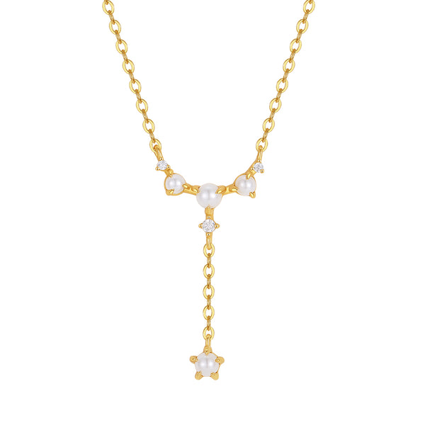 VFX0529 Y-shaped pearl and tassel necklace