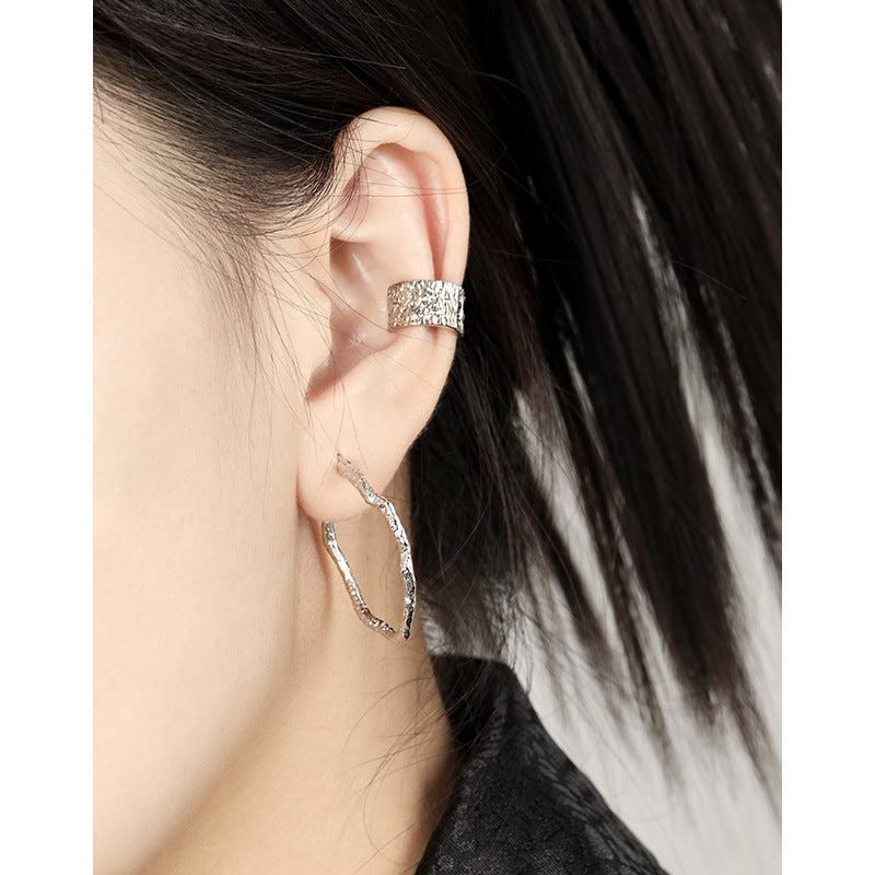 RHE1337 RHE1338 925 Sterling Silver Elegant Geometric Hoop Earrings
