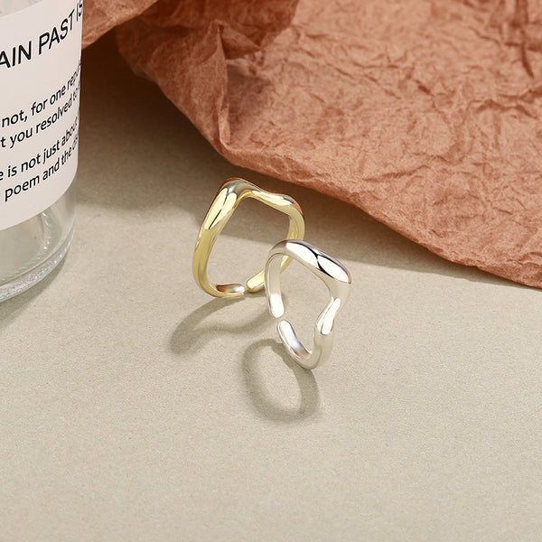 FJ0974 925 Sterling Silver Simple Wave Ring