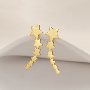 FE2221 925 Sterling Silver Row of Star Stud Earrings