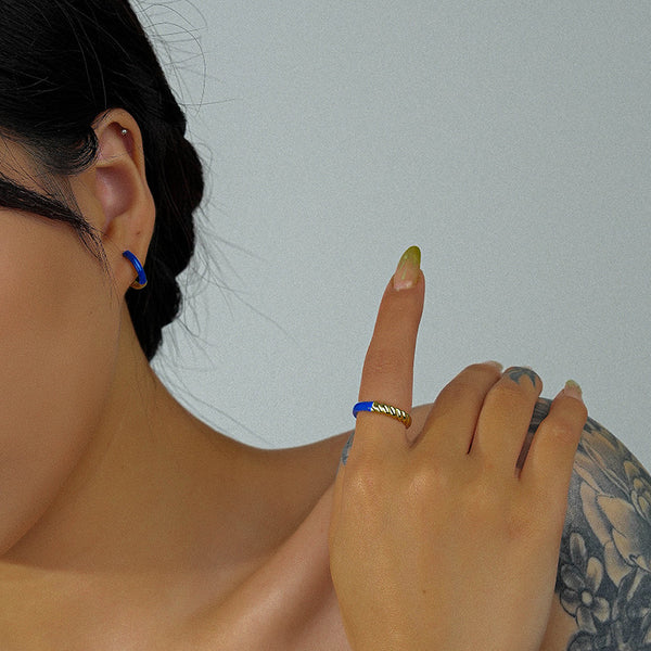 FJ0889 925 Sterling Silver Twist Enamel Ring