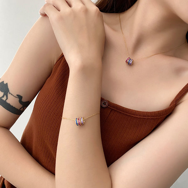 FS0377 925 Sterling Silver Colorful Zircon Bracelet