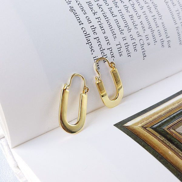 FE2553 925 Sterling Silver Geometry U Shape Hoop Earring