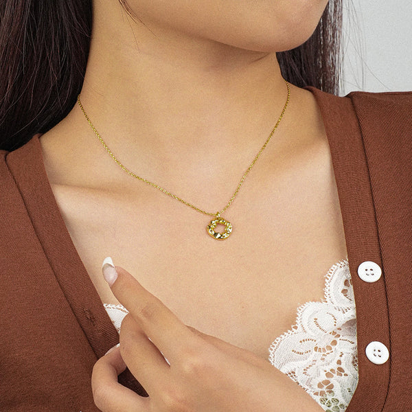 FX1116 925 Sterling Silver Openwork Pleated Texture Necklace