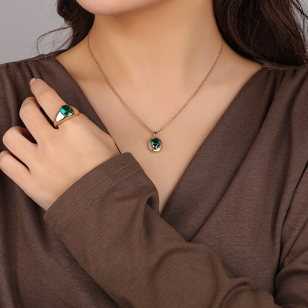 FX1005 925 Sterling Silver Vintage Bezel Zirconia Pendant Necklaces