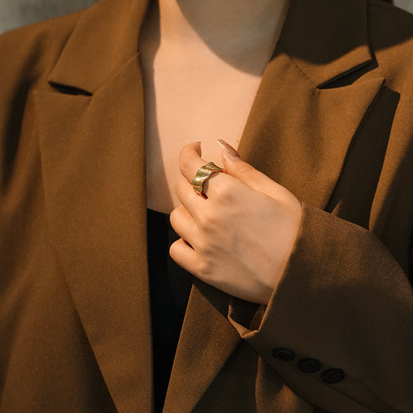 FJ1078 925 Sterling Silver Irregular Wave Ring