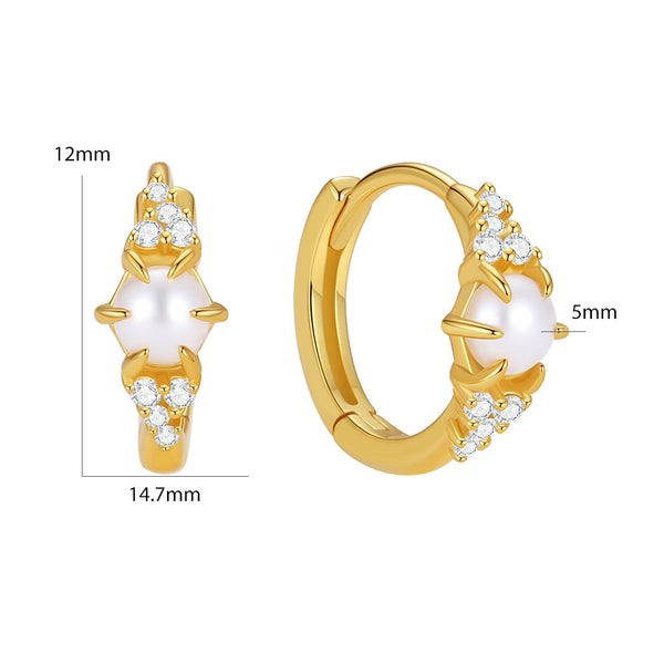 VFE0517 Shell Pearl Hoop Earrings