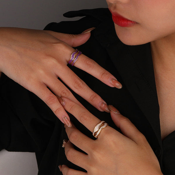 FJ0843 925 Sterling Silver Double Enamel Ring