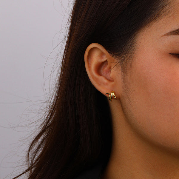 FE2548 925 Sterling Silver Dainty Boa Hoop Earring