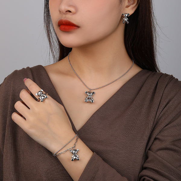 FX1037 925 Sterling Silver Cute Bear Pendant Necklaces