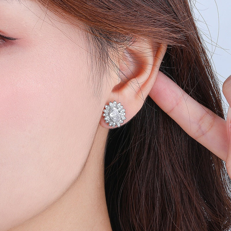 FE2985 925 Sterling Silver Chrysanthemum Stud Earring