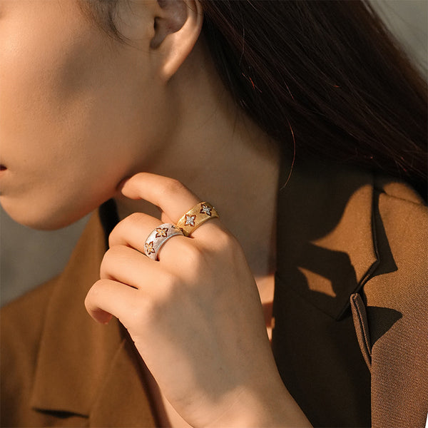 FJ1074 925 Sterling Silver Cross Zirconia Open Ring