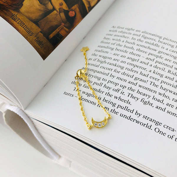 FJ0856 925 Sterling Silver Moon Chain Ring