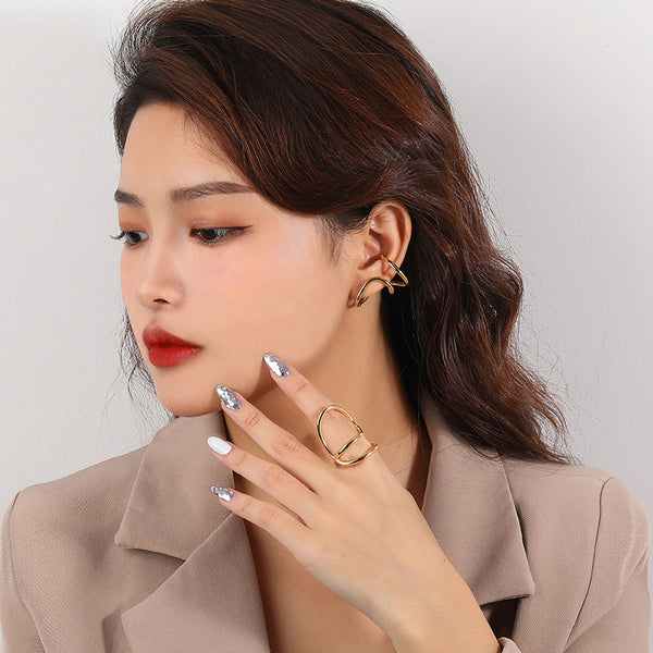 FJ0870 925 Sterling Silver Simple Geometry Ring