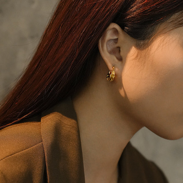 FE3053 925 Sterling Silver Crinkled Textured Hoop Earrings