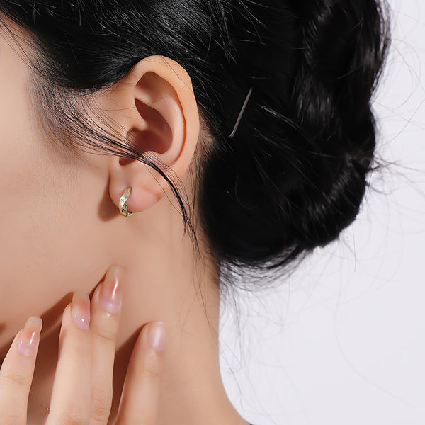 FE2562 925 Sterling Silver Twist Glaze Hoop Earring